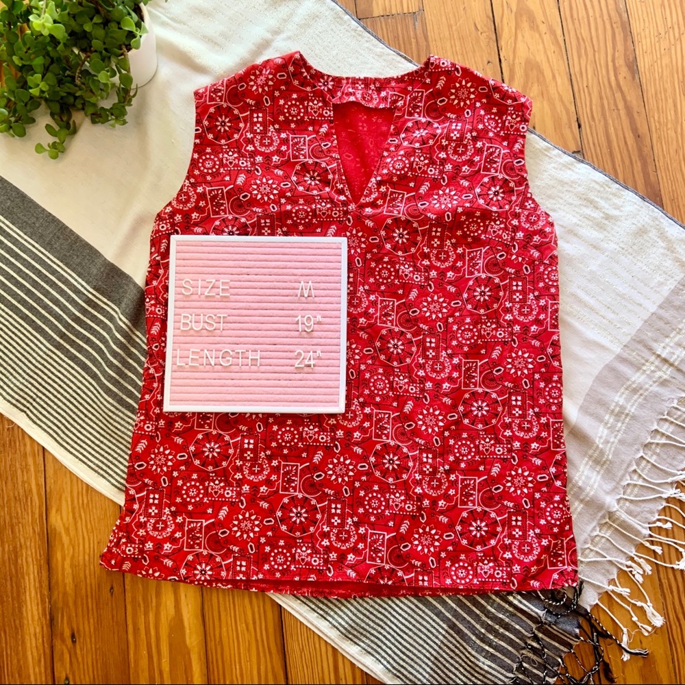 Vintage 60’s Homemade Bandanna Print Sleeveless Top